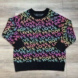 Torrid Peace Love Hope Vegan Cashmere Pullover Crew Sweater Women's Size 1